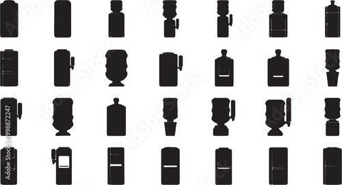 Collection of various water cooler and dispenser silhouettes.