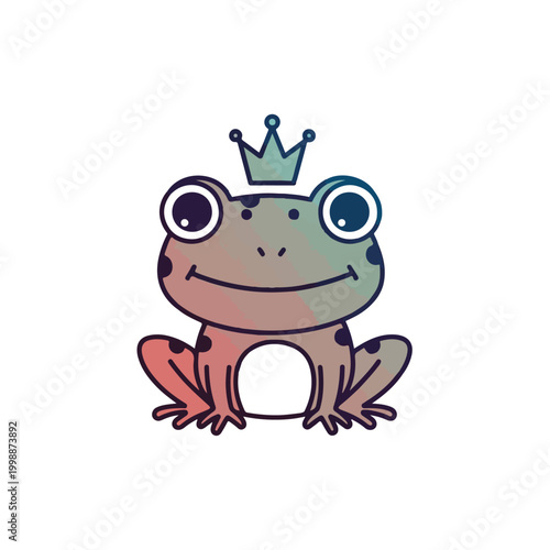 Colorful Crowned Frog Cartoon
