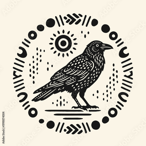 Black bird with white spots standing 1.