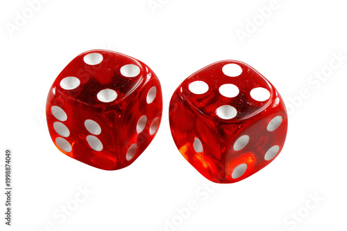 Pair of Red Dice with White Dots isolated on white background png