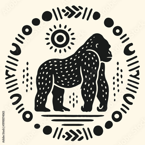 Black Gorilla Side Profile Silhouette Design.