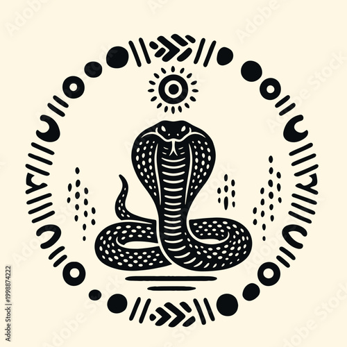 Black snake illustration with pattern.
