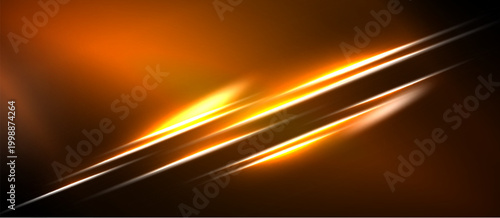 Abstract orange glow, diagonal lines create dynamic energy. Dark background emphasizes bright illumination, modern design element.
