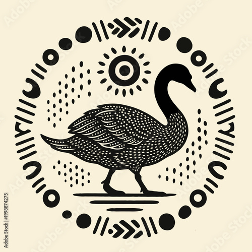 Black Swan Standing on One Leg.