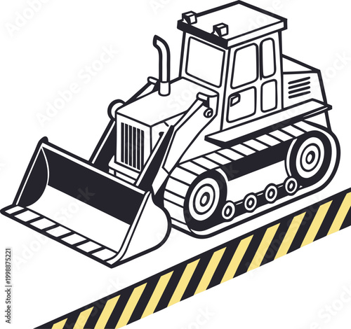 bulldozer excavator vector illustration