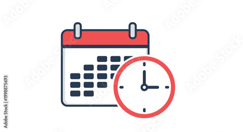 Calendar and clock icons symbolize effective time management, scheduling, and planning for business or personal tasks.
