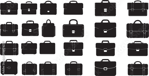 Collection of various briefcase and suitcase silhouettes for business and travel.