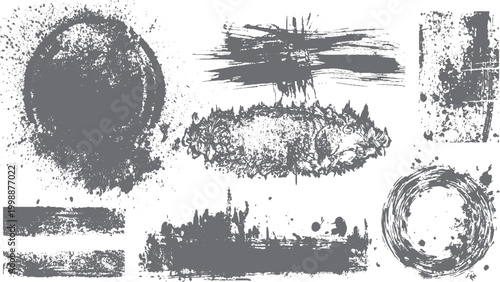 Monochrome distress grain overlay texture with spots stains and noise particles seamless grunge dirty scratched background