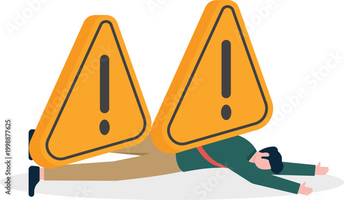 Professional crushed under multiple heavy caution signs