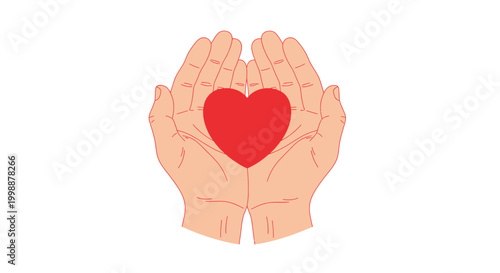Open Hands Holding Red Heart Symbol