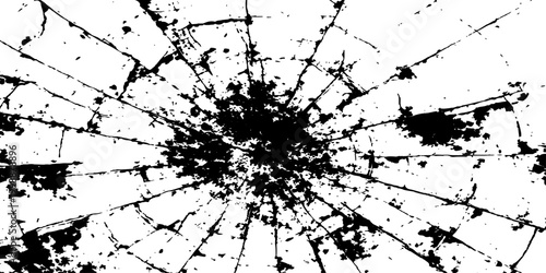 Fractured glass: a stark, high-contrast image of a shattered surface, revealing the intricate patterns of destruction, symbolizes fragility and the aftermath of impact.