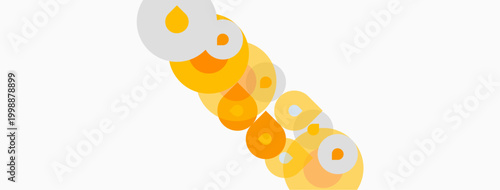 Abstract design features overlapping orange circles, varying opacity creates depth. Minimalist aesthetic, simple composition.