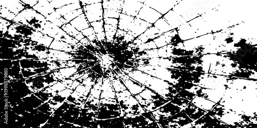 A close-up view of shattered glass, the intricate network of cracks, creating a striking and evocative pattern, emphasizing the beauty within destruction.