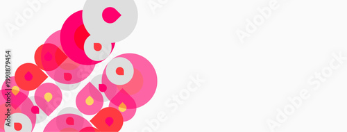 Abstract shapes, pink hues, white background. Overlapping circles create dynamic composition, modern aesthetic. Minimalist design.