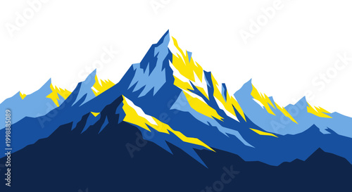 Vibrant Mountain Peaks Sunrise Illustration
