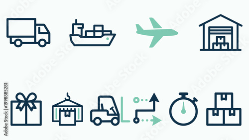 Logistics and Supply Chain Management Icon Set