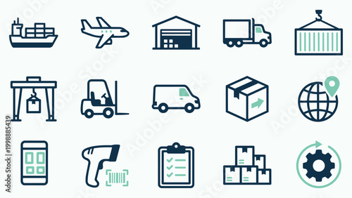 Supply Chain Management and Delivery Service Icons