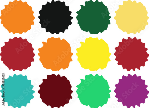 Colorful Starburst Badges Set Abstract Splash Shapes Sticker Labels Burst Design Elements Collection