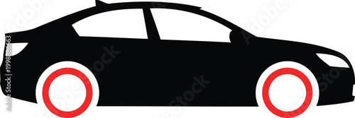 Black car silhouette with illuminated wheels modern automotive design