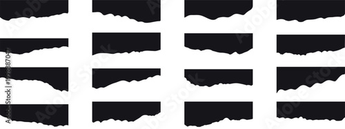 Set of black border shape for website design. Vector banner header. Collection of dividers shape templates