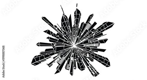 Skyscrapers form a dense urban globe representing modern global city growth.
