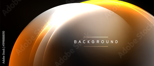 Abstract golden arc over black background. Smooth gradients create luminous effect. Text reads background centered below curve.