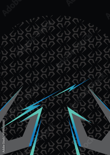 Black and Cyan Abstract Tech Armor Geometric Sports Jersey Sublimation Pattern