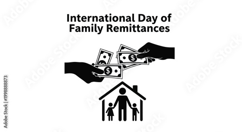 International Day of Family Remittances, a vector graphic depicting financial support for families and home.