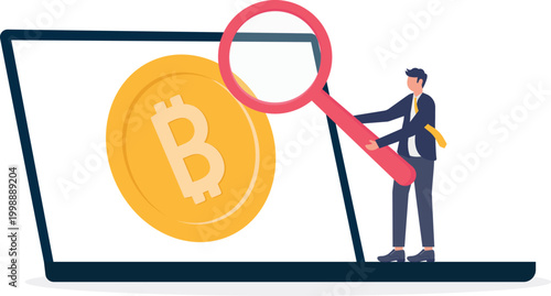 Professional analyzing Bitcoin on a laptop screen