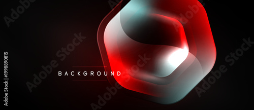 Abstract geometric design. Red, white, blue layers create dynamic shape over dark background. Modern, vibrant visual element.