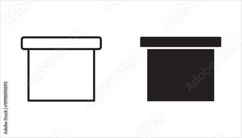 Set of box icons: square, rectangular, house, package, parcel
transparent, editable.