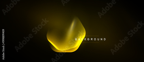Abstract golden shape over dark background. Soft lighting creates dynamic visual effect. Minimalist design, modern aesthetic.