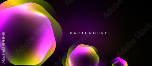 Abstract shapes, vibrant colors, dark background. Gradient hues create modern visual effect. Minimalist design, smooth transitions.