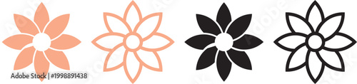 Floral black pictogram in trendy flat style. daisy flower set. decorative elements. Spring summer decoration element. Groovy hippy daisy flowers. flowers silhouette. flower icon