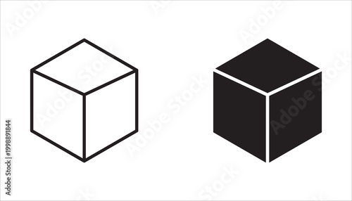 Set of box icons: square, rectangular, house, package, parcel
transparent, editable.