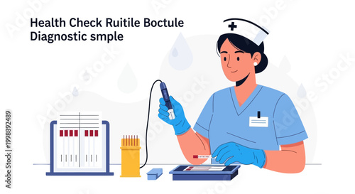 Nurse conducting diagnostic test with medical equipment, health check concept