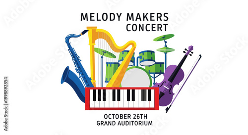 Melody Makers Concert: Musical Instruments Montage - Saxophone, Harp, Piano, Violin, Drums