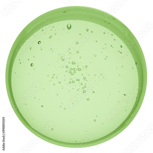Glossy Spherical Green Cosmetic Gel with Bubbles