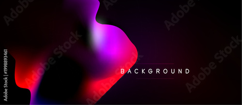 Abstract fluid shapes blend vibrant colors. Dark background emphasizes flowing magenta, purple, red gradients. Text reads BACKGROUND.