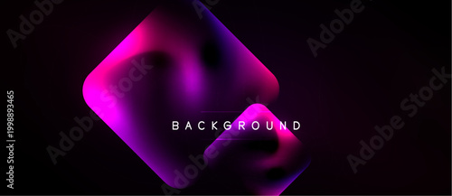 Abstract fluid shapes, vibrant magenta, purple hues over black background. Modern design element, dynamic composition.