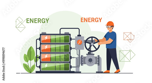 Renewable Energy Storage System with Technician and Battery Banks