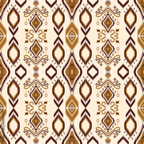 Illustration of vintage  abstract ethnic ikat pattern.