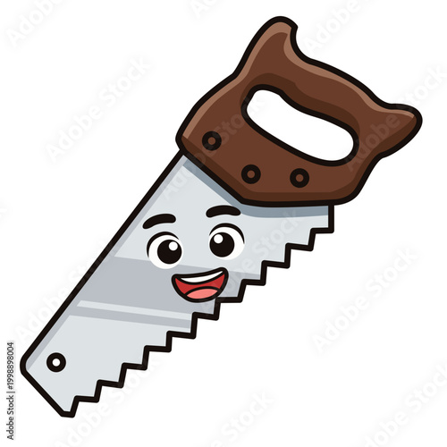 Cute Smiling Hand Saw Woodwork Sticker