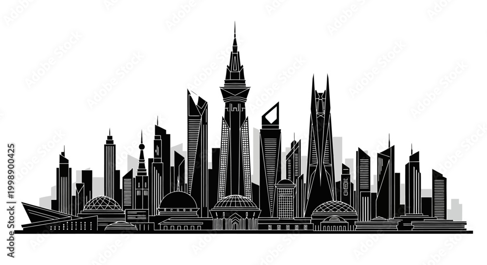 Fototapeta premium Dubai City Skyline Silhouette Illustration ? Modern Urban Concept