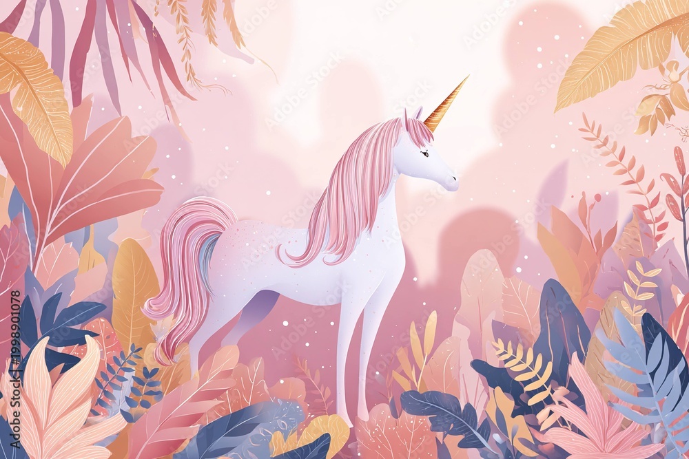 Obraz premium banner vector with unicorn fantasy theme for children