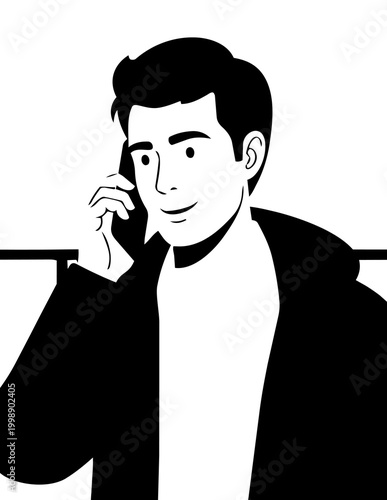 Man talking on mobile phone.