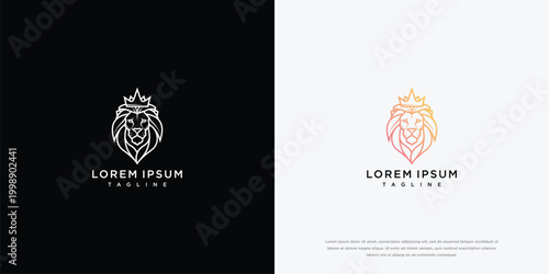 Lion Head With Crown Logo Design