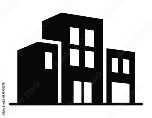 Minimalist silhouette of modern buildings a black and white architectural icon