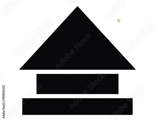 Minimalist black silhouette of an upward arrow with rectangular base representing growth and direction