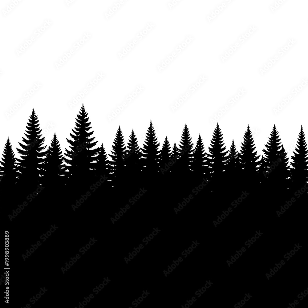Fototapeta premium Pine Tree Forest Silhouette Landscape Design Element